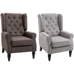 Homcom Retro Accent Chair Wingback Armchair With Wood Frame For Living