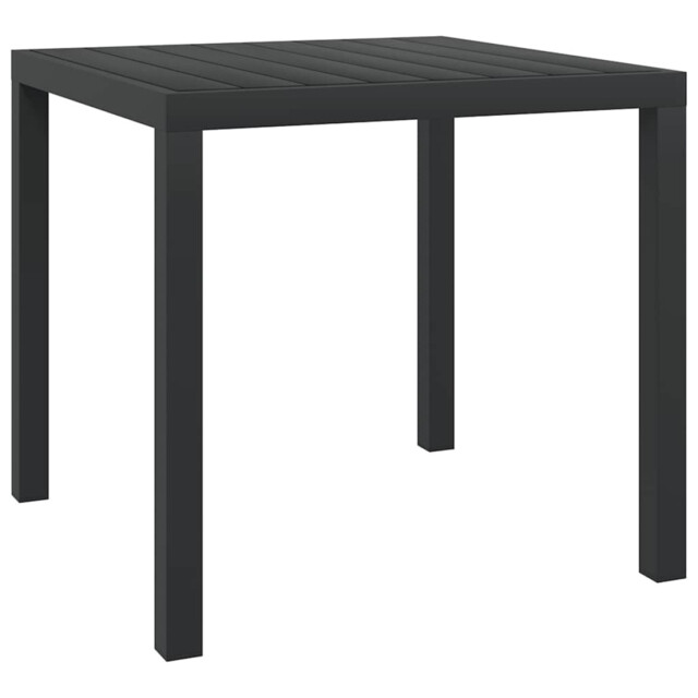 Garden Table Black 80x80x74 Cm Wpc Top Aluminium Frame Weatherproof