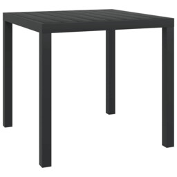 Garden Table Black 80x80x74 Cm Wpc Top Aluminium Frame Weatherproof