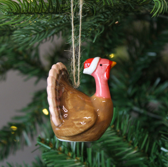 1x 6.5cm Ceramic Turkey Christmas Tree Decoration - Dj-5512