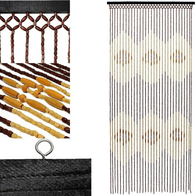180 X 90cm Wooden Beaded Bamboo Door Curtain Summer Blind Fly Mosquito