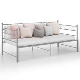 Pull-out Sofa Bed Frame Grey Metal 90x200 Cm Vidaxl