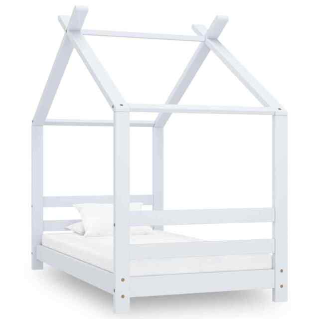 Kids Bed Frame White Solid Pine Wood 70x140 Cm Vidaxl