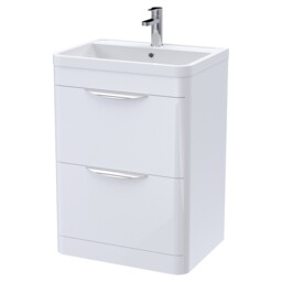 Nuie Parade Gloss White 600mm 2 Drawer Vanity Unit And Ceramic Basin -