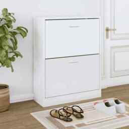 Shoe Cabinet High Gloss White 63x24x81 Cm Engineered Wood Vidaxl