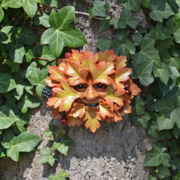 Hawthorn Green Man Garden Ornament Wall Plaque Face Berries Leaf Tree
