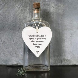 "East Of India - Porcelain Hanging Heart - ""grandchildren Fill A Space"