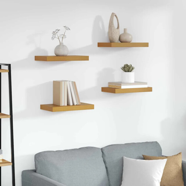 Wall Shelf 4 Pcs Beige 40 X 23.5 X 4 Cm Engineered Wood Vidaxl