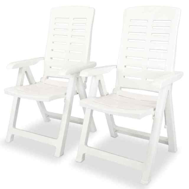 Reclining Garden Chairs 2 Pcs Plastic White Vidaxl