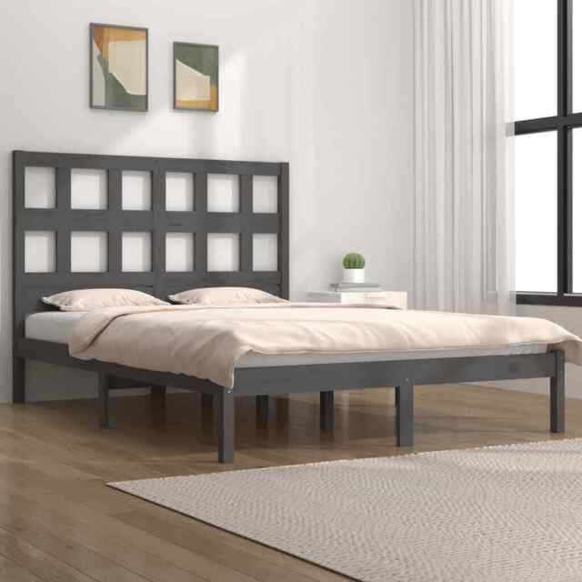 Bed Frame Grey Solid Wood Pine 200x200 Cm Vidaxl