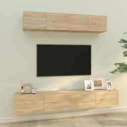 4 Piece Tv Cabinet Set Sonoma Oak Engineered Wood Vidaxl