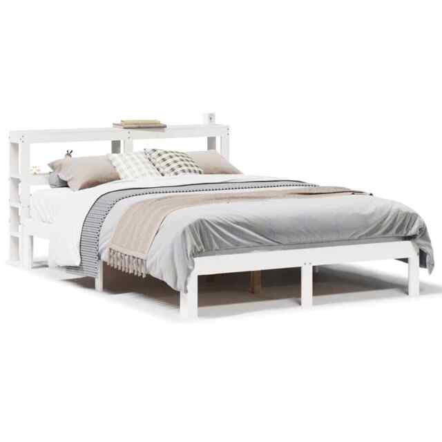 Bed Frame With Headboard White 120x200 Cm Solid Wood Pine Vidaxl