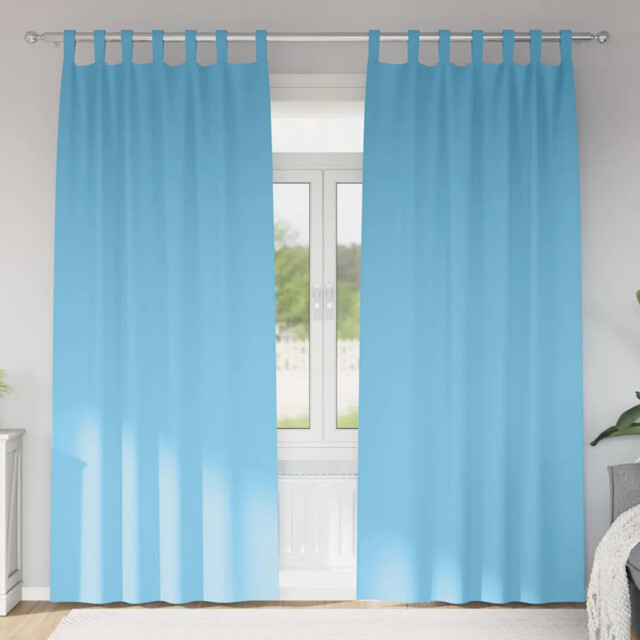 Curtains With Curtains 2 Pcs Light Blue Polyester Vidaxl