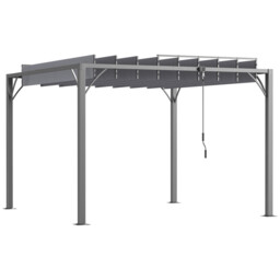 Outsunny 3 X 3(m) Outdoor Louvered Metal Pergola With Retractable