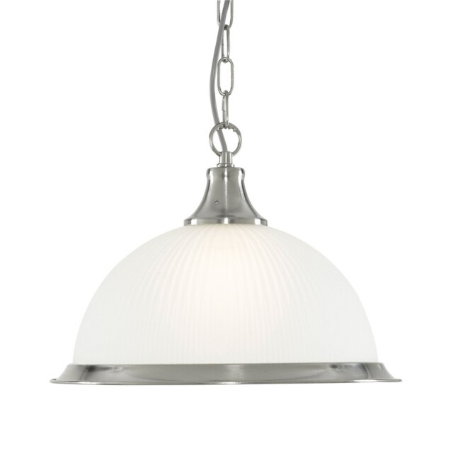 Pendant Light Satin Silver Metal Acid Glass Ceiling Light E27 Fitting