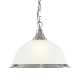 Pendant Light Satin Silver Metal Acid Glass Ceiling Light E27 Fitting