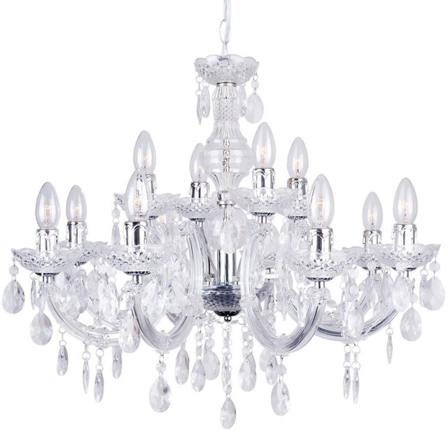Litecraft Marie Therese Chandelier Crystal Effect Chrome Ceiling E14