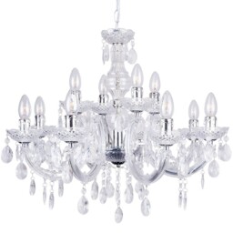 Litecraft Marie Therese Chandelier Crystal Effect Chrome Ceiling E14
