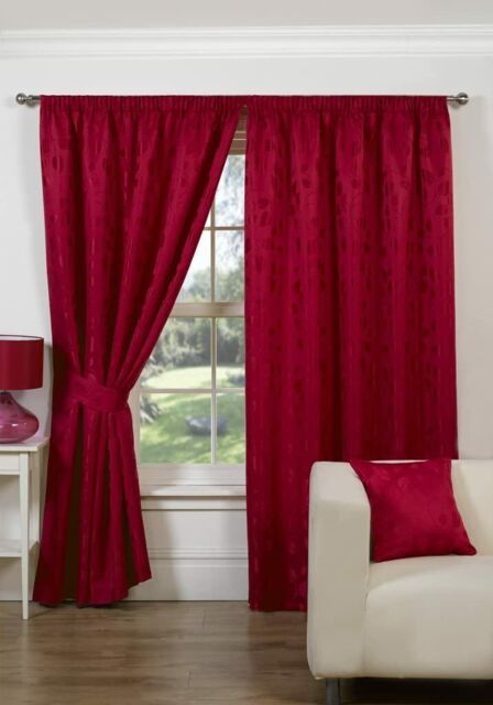 Red Leaves Leaf Trail Embossed 46 X 72 Ready Made Pencil Pleat