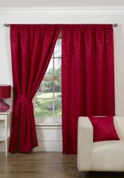 Red Leaves Leaf Trail Embossed 46 X 72 Ready Made Pencil Pleat