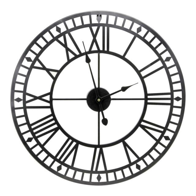 60cm Large Wall Clock Outdoor Garden Big Roman Numerals Giant Open