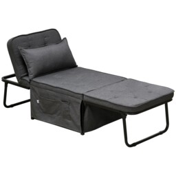 Homcom Convertible Sleeper Chair With Pillow And Side Pockets,