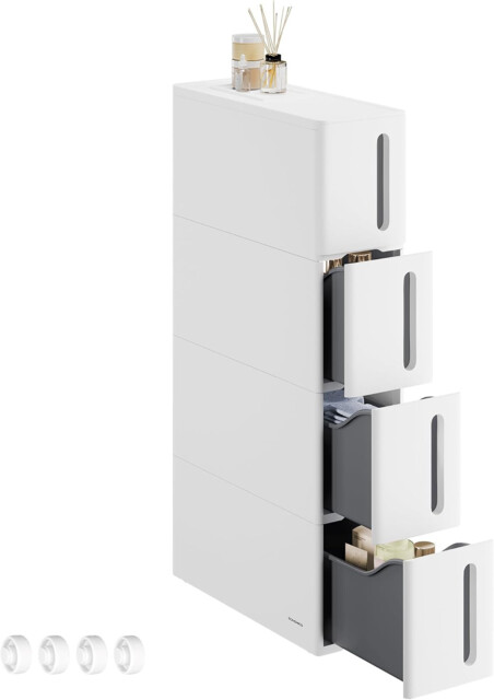 Songmics Storage Tower On Wheels, Narrow Kitchen Column, 4 Tier