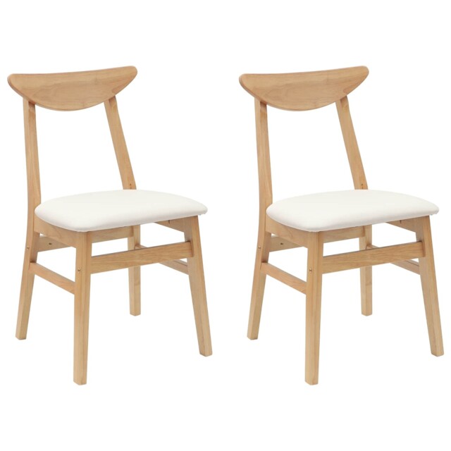 Dining Chairs 2 Pcs Solid Rubber Wood Kitchen Seating Modern Furniture