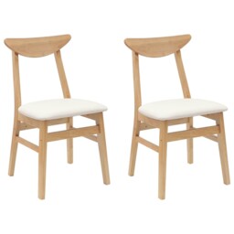 Dining Chairs 2 Pcs Solid Rubber Wood Kitchen Seating Modern Furniture