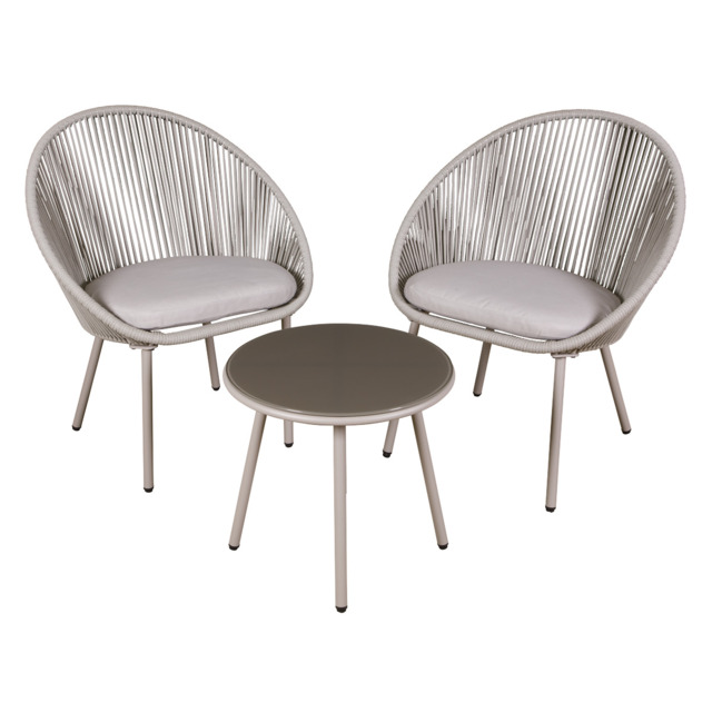 Dellonda Como 3pc Steel Bistro Set With Tempered Glass Top Dg55