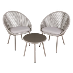 Dellonda Como 3pc Steel Bistro Set With Tempered Glass Top Dg55