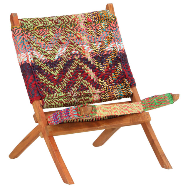 Folding Chair Multicolours 59x72x79cm Chindi Cotton & Acacia Wood,