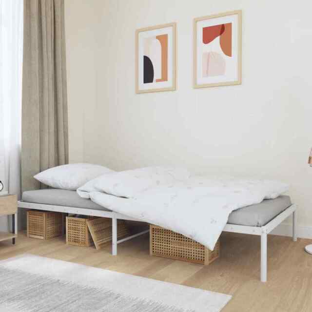 Metal Bed Frame White 100x200 Cm Vidaxl