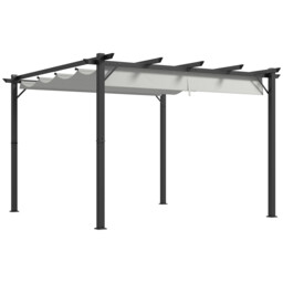 Pergola Gazebo 3x3m Aluminium Frame Light Grey Polyester Retractable