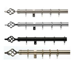 Universal 28mm Metal Curtain Pole Set, With Rings, Complete Window