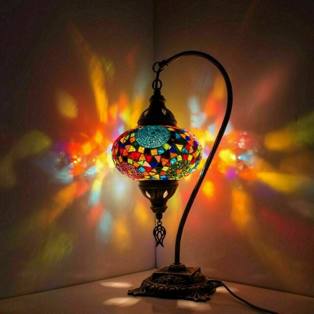 Turkish Moroccan Mosaic Lamp Handmade Tiffany Colorful Glass Desk