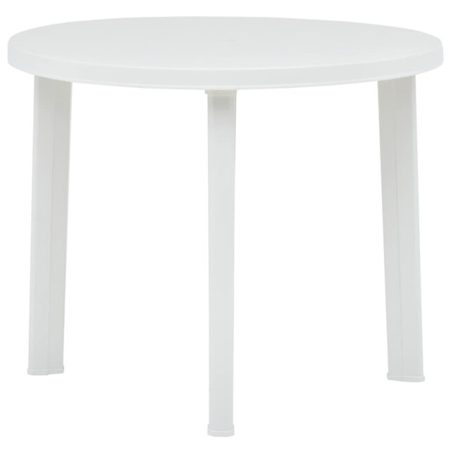 Garden Table White 89cm Round Plastic Weather-resistant Easy-clean No