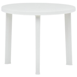 Garden Table White 89cm Round Plastic Weather-resistant Easy-clean No