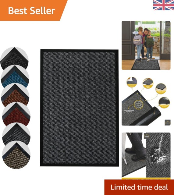 40x60cm Doormat - Heavy Duty, Non-slip & Machine Washable In Grey