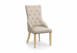 Julian Bowen Loire Oatmeal Linen & Rubbewood Button Back Dining Chair