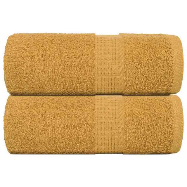 Guest Towels 2 Pcs Gold 30x50 Cm 360 Gsm 100% Cotton Vidaxl