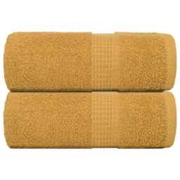 Guest Towels 2 Pcs Gold 30x50 Cm 360 Gsm 100% Cotton Vidaxl