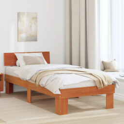 Bed Frame With Headboard Wax Brown 100 X 200 Cm Solid Pine Wood Vidaxl