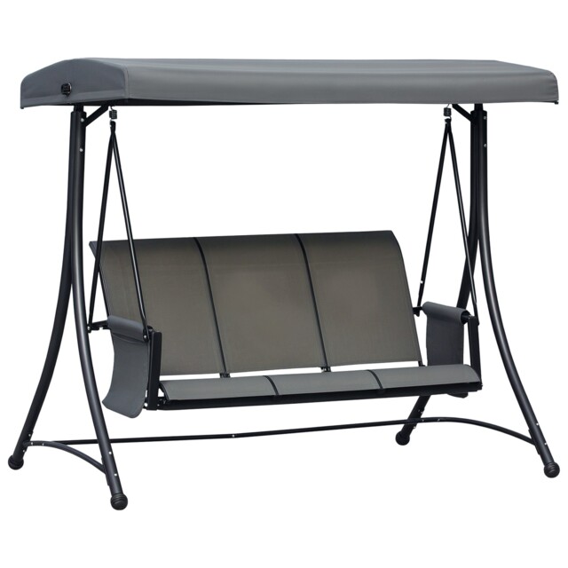 Outsunny 3 Seat Metal Fabric Backyard Balcony Patio Swing Chair W/