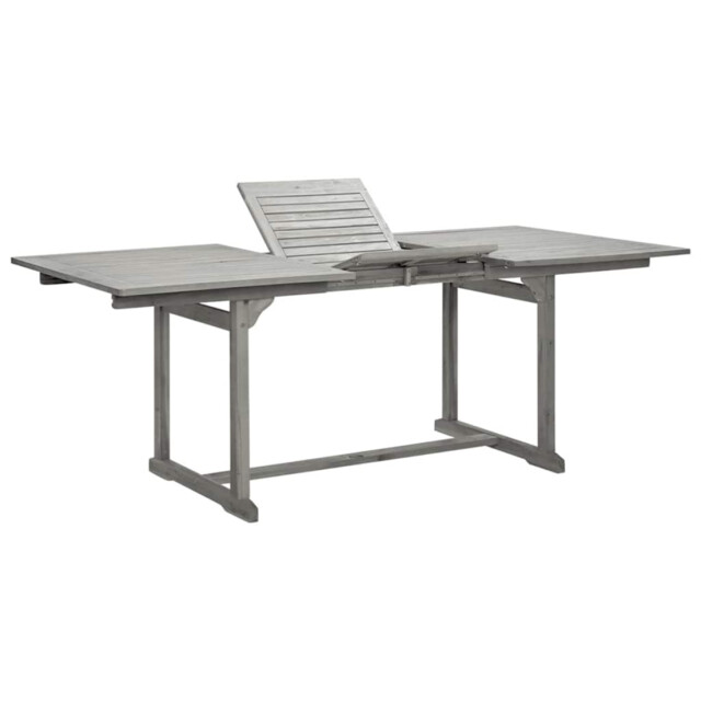 Garden Dining Table Grey Solid Acacia Wood Grey-wash Extendable