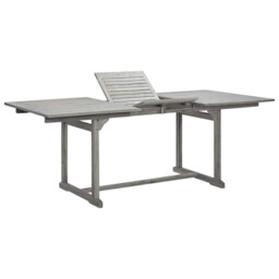 Garden Dining Table Grey Solid Acacia Wood Grey-wash Extendable