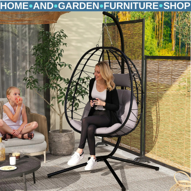 Hanging Egg Chair Indoor Outdoor Garden Swing Chair With Folding