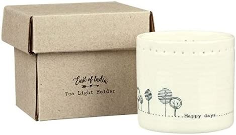 East Of India 'happy Days' Porcelain Tea Light Holder