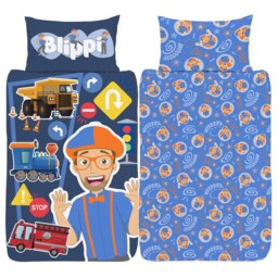 Blippi Single Duvet Cover Set 2-in-1 Design Kids Bedding Train Fire