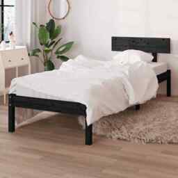 Bed Frame Black Solid Wood Pine 90x190 Cm Single Vidaxl